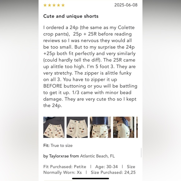 Anthropologie NWT The Colette Beaded Icon Shorts by Maeve size 25. - Picture 9 of 16